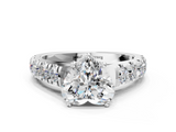 White gold Heart Cut Diamond Pavé Band Solitaire with Four-Prong Setting_35