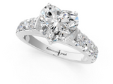 White gold Heart Cut Diamond Pavé Band Solitaire with Four-Prong Setting_36