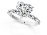 White gold Heart Cut Diamond Pavé Band Solitaire with Four-Prong Setting_4