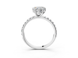 White gold Heart Cut Diamond Pavé Band Solitaire with Four-Prong Setting_6