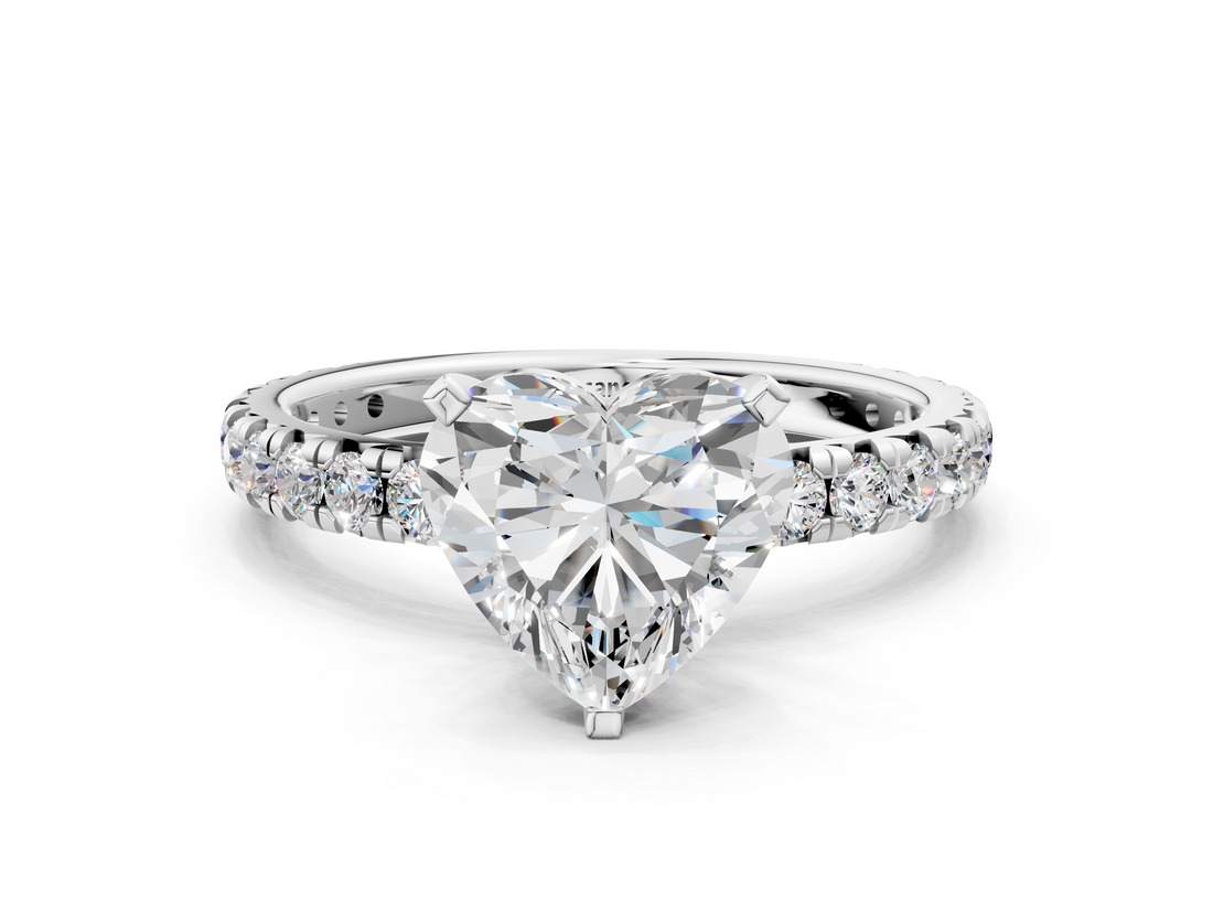 White gold Heart Cut Diamond Pavé Band with Four-Prong Setting_88