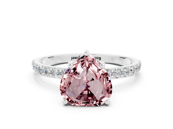 Platinum Heart Cut Diamond Pavé Band with Six-Prong Setting