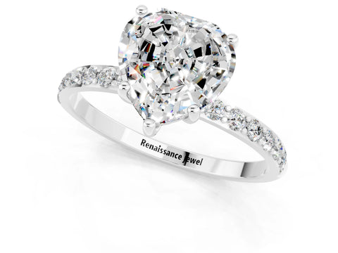 White gold Heart Cut Diamond Pavé Band with Six-Prong Setting_1