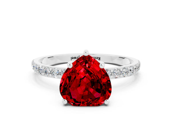 Platinum Heart Cut Diamond Pavé Band with Six-Prong Setting