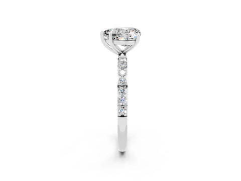 White gold Heart Cut Diamond Pavé Band with Six-Prong Setting_2