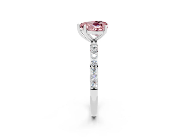 Platinum Heart Cut Diamond Pavé Band with Six-Prong Setting