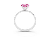 White gold Heart Cut Diamond Pavé Band with Six-Prong Setting_3