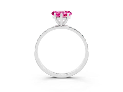 White gold Heart Cut Diamond Pavé Band with Six-Prong Setting_3