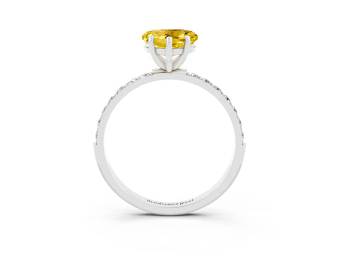 White gold Heart Cut Diamond Pavé Band with Six-Prong Setting_3
