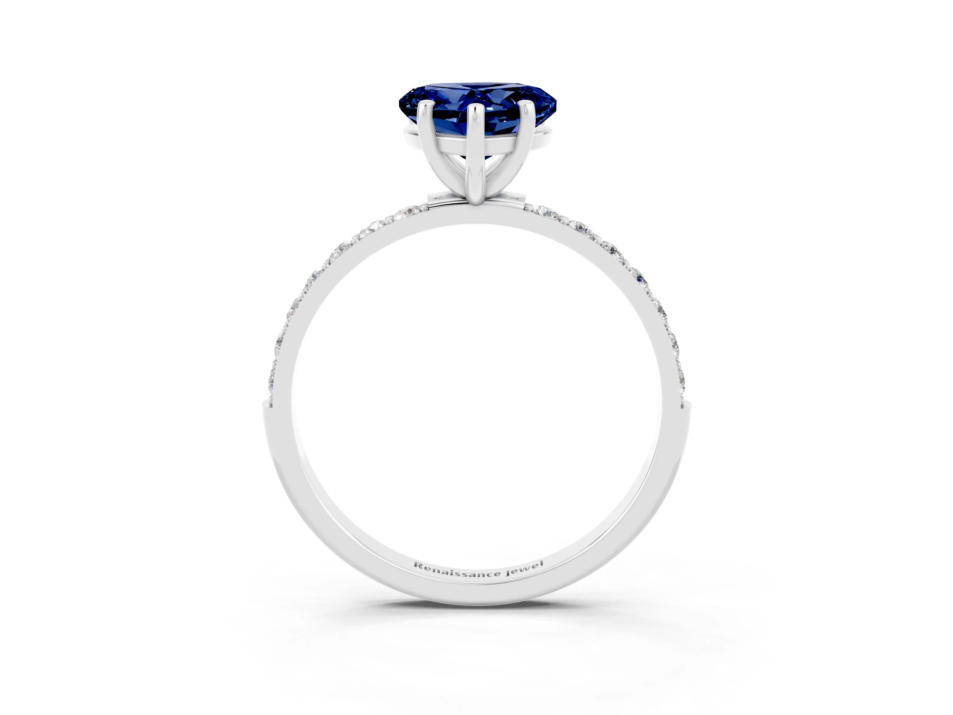 White gold Heart Cut Diamond Pavé Band with Six-Prong Setting_3