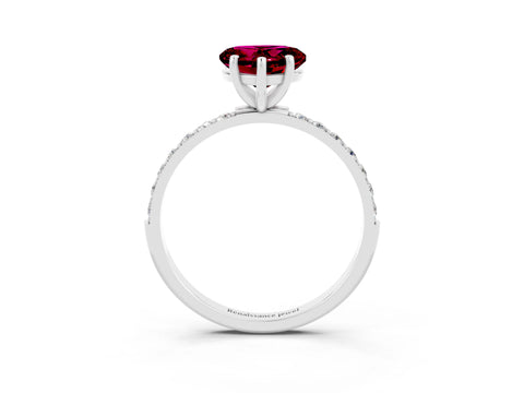 White gold Heart Cut Diamond Pavé Band with Six-Prong Setting_3