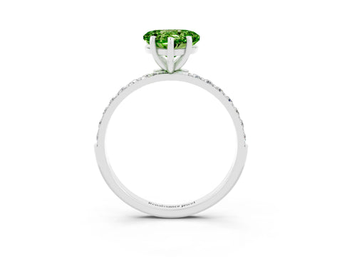 White gold Heart Cut Diamond Pavé Band with Six-Prong Setting_3