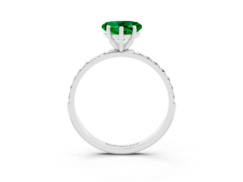 White gold Heart Cut Diamond Pavé Band with Six-Prong Setting_3