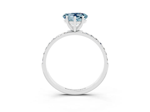 White gold Heart Cut Diamond Pavé Band with Six-Prong Setting_3