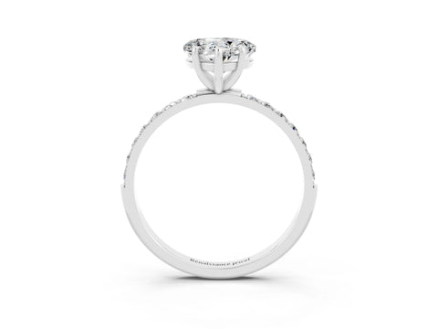 White gold Heart Cut Diamond Pavé Band with Six-Prong Setting_3