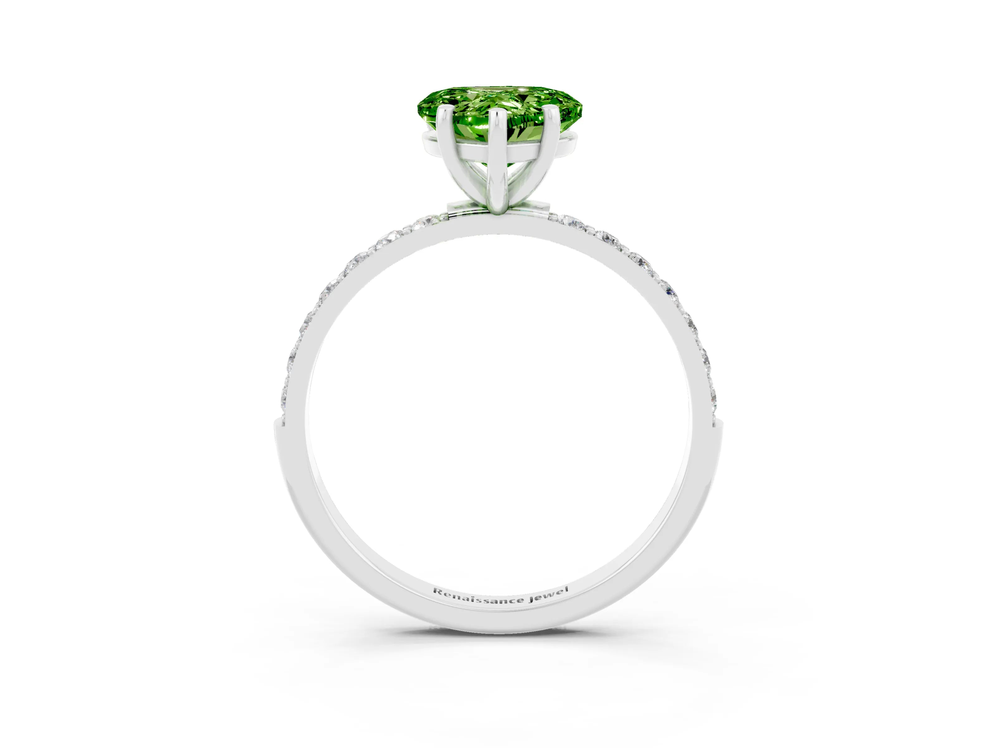 White gold Heart Cut Diamond Pavé Band with Six-Prong Setting_3