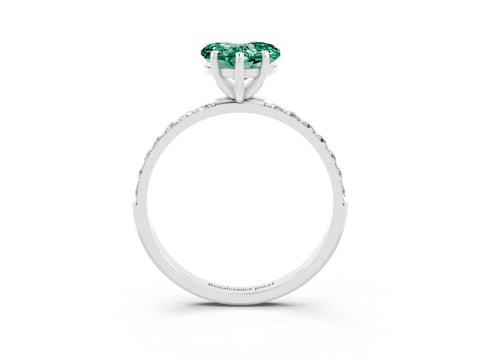 White gold Heart Cut Diamond Pavé Band with Six-Prong Setting_3