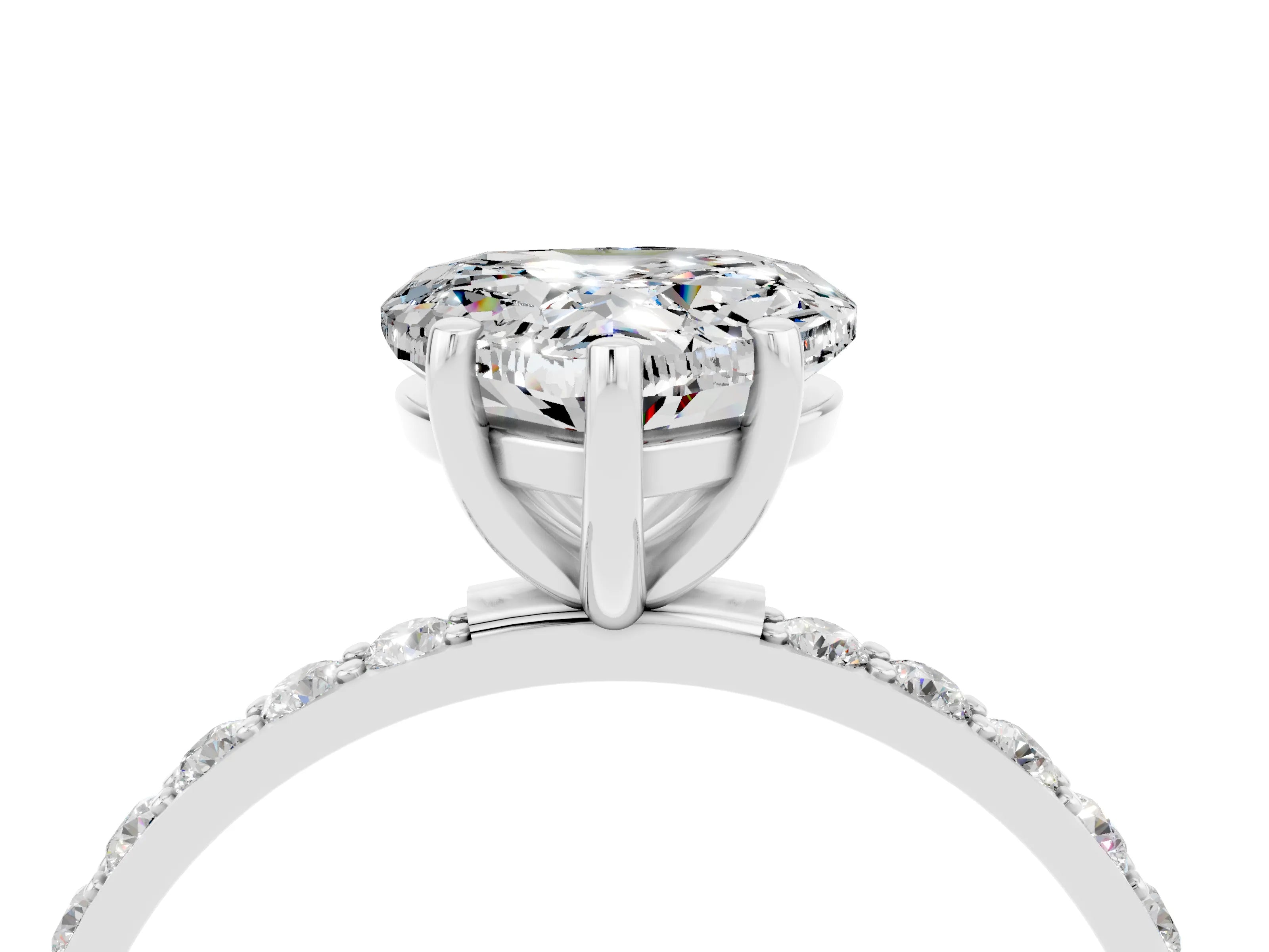White gold Heart Cut Diamond Pavé Band with Six-Prong Setting_4