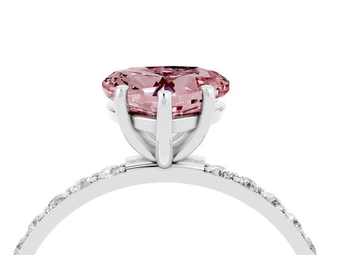 White gold Heart Cut Diamond Pavé Band with Six-Prong Setting_4