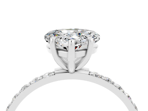 White gold Heart Cut Diamond Pavé Band with Six-Prong Setting_4