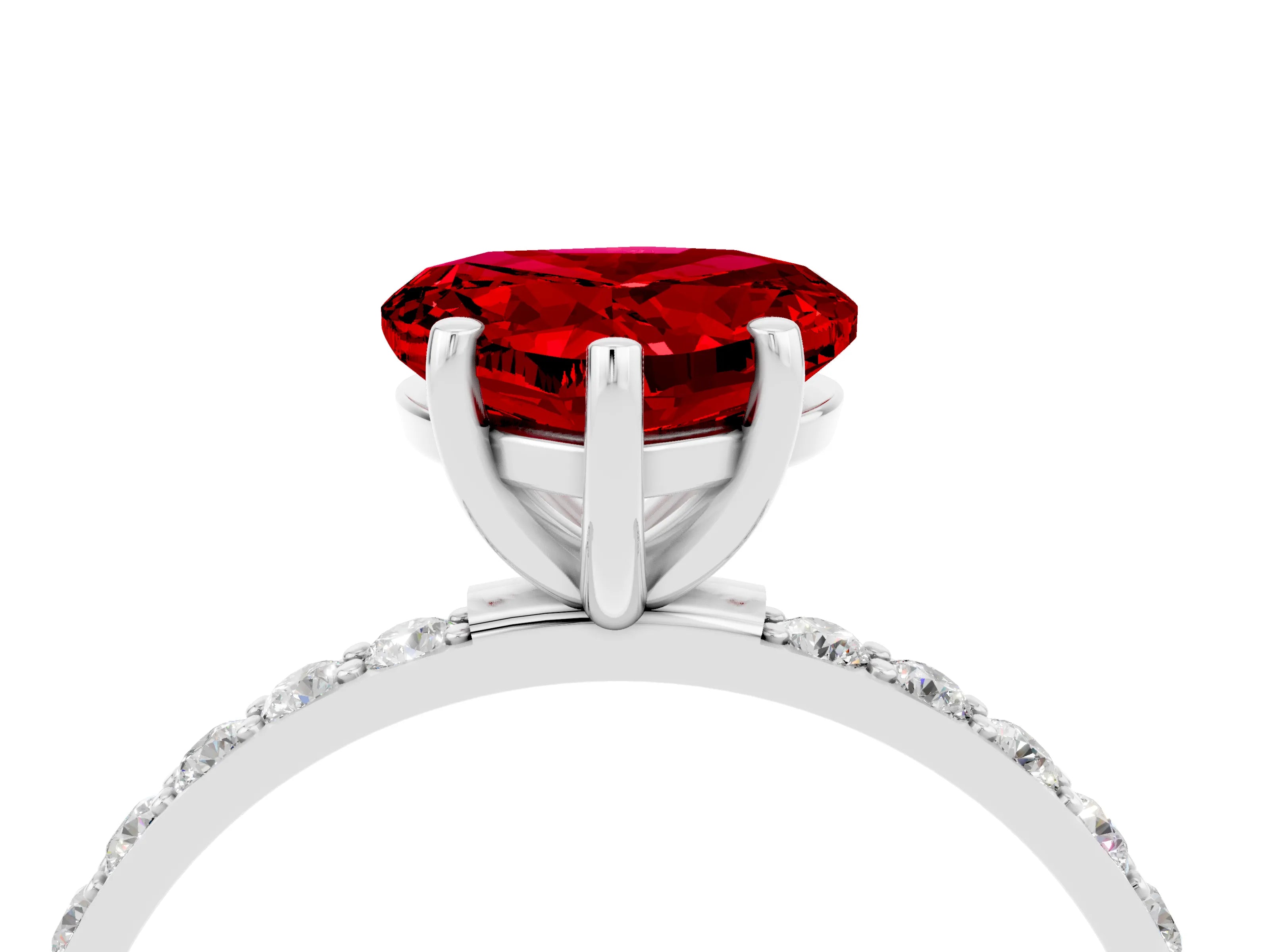 White gold Heart Cut Diamond Pavé Band with Six-Prong Setting_4