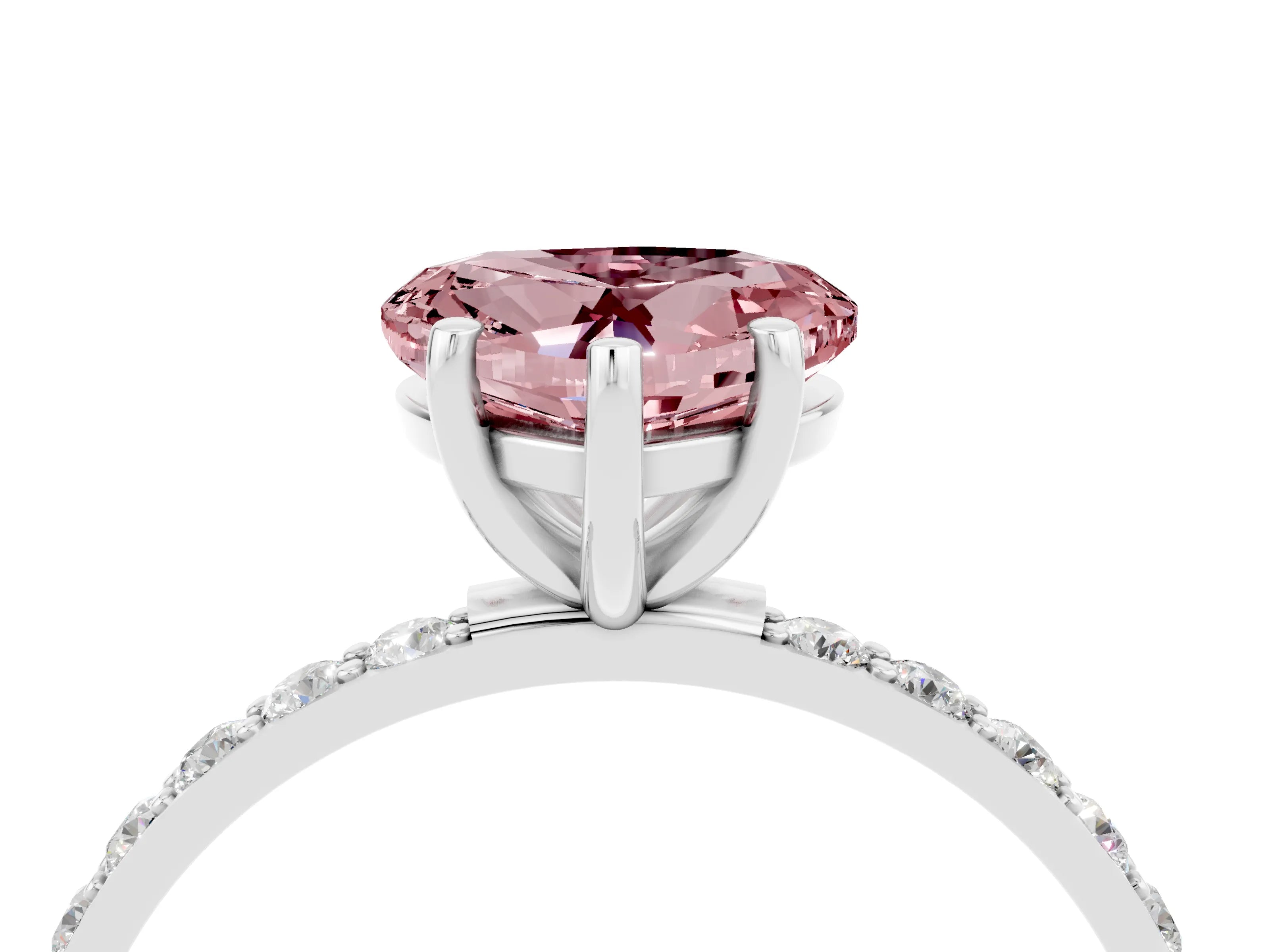 White gold Heart Cut Diamond Pavé Band with Six-Prong Setting_4