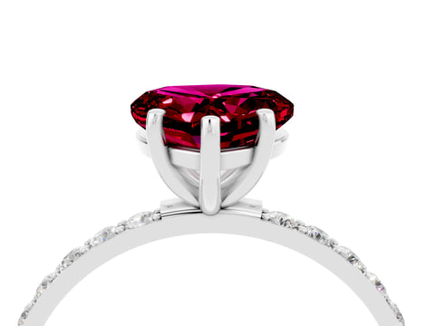 White gold Heart Cut Diamond Pavé Band with Six-Prong Setting_4
