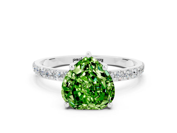 Platinum Heart Cut Diamond Pavé Band with Six-Prong Setting