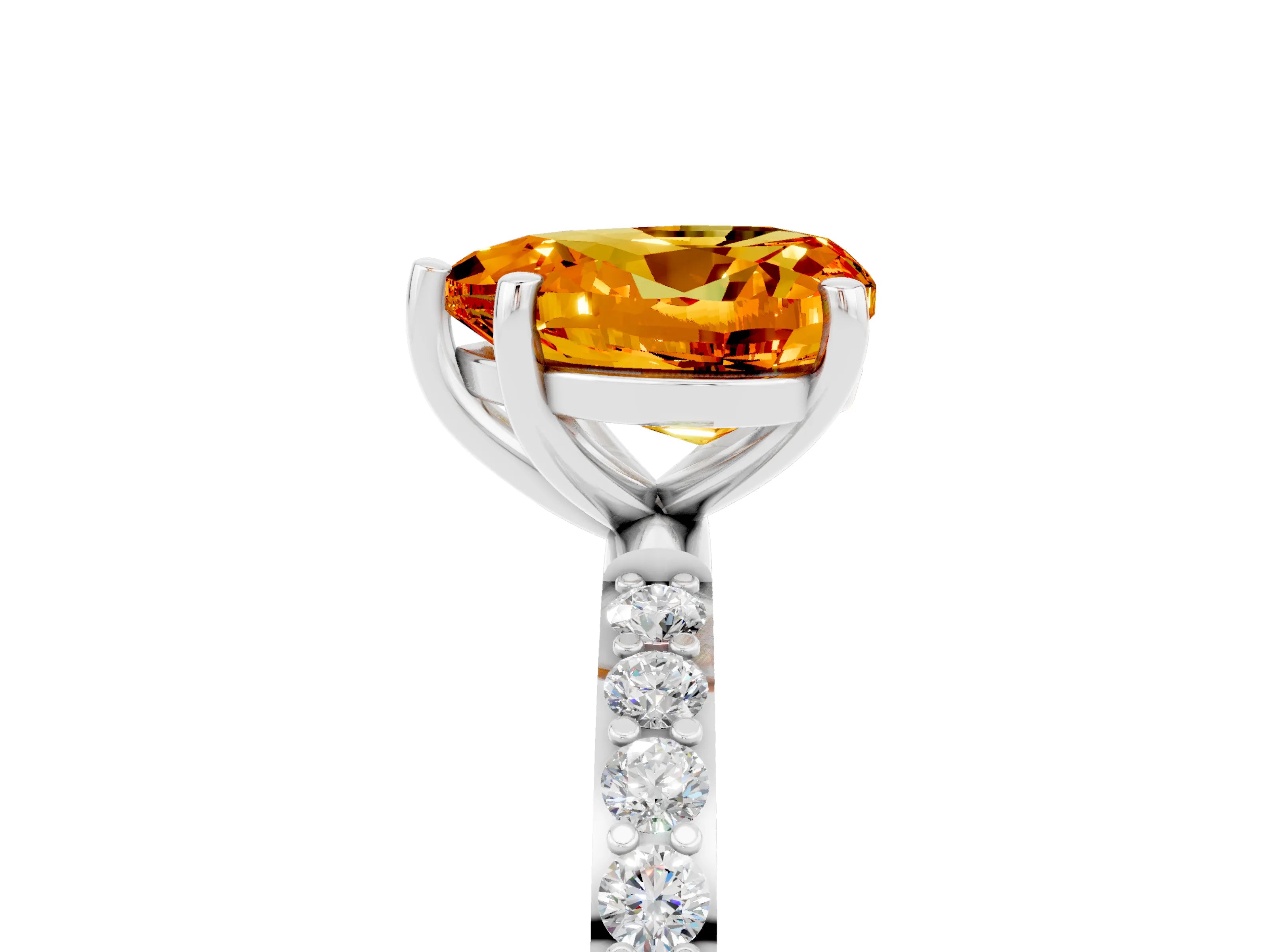 White gold Heart Cut Diamond Pavé Band with Six-Prong Setting_5