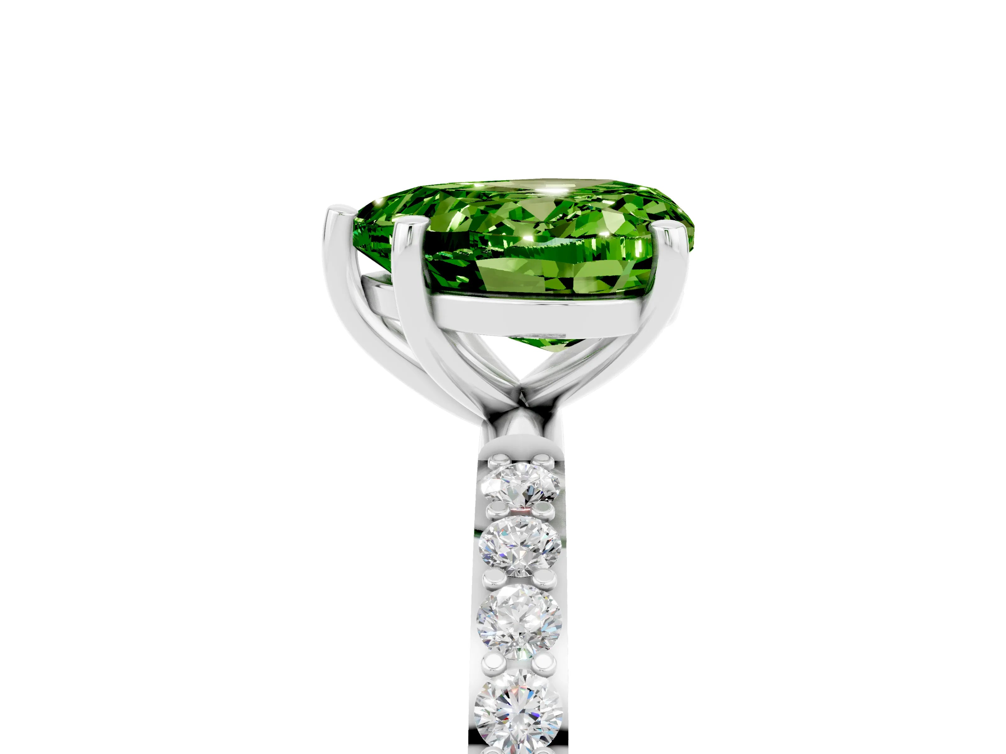 White gold Heart Cut Diamond Pavé Band with Six-Prong Setting_5