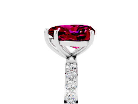 White gold Heart Cut Diamond Pavé Band with Six-Prong Setting_5
