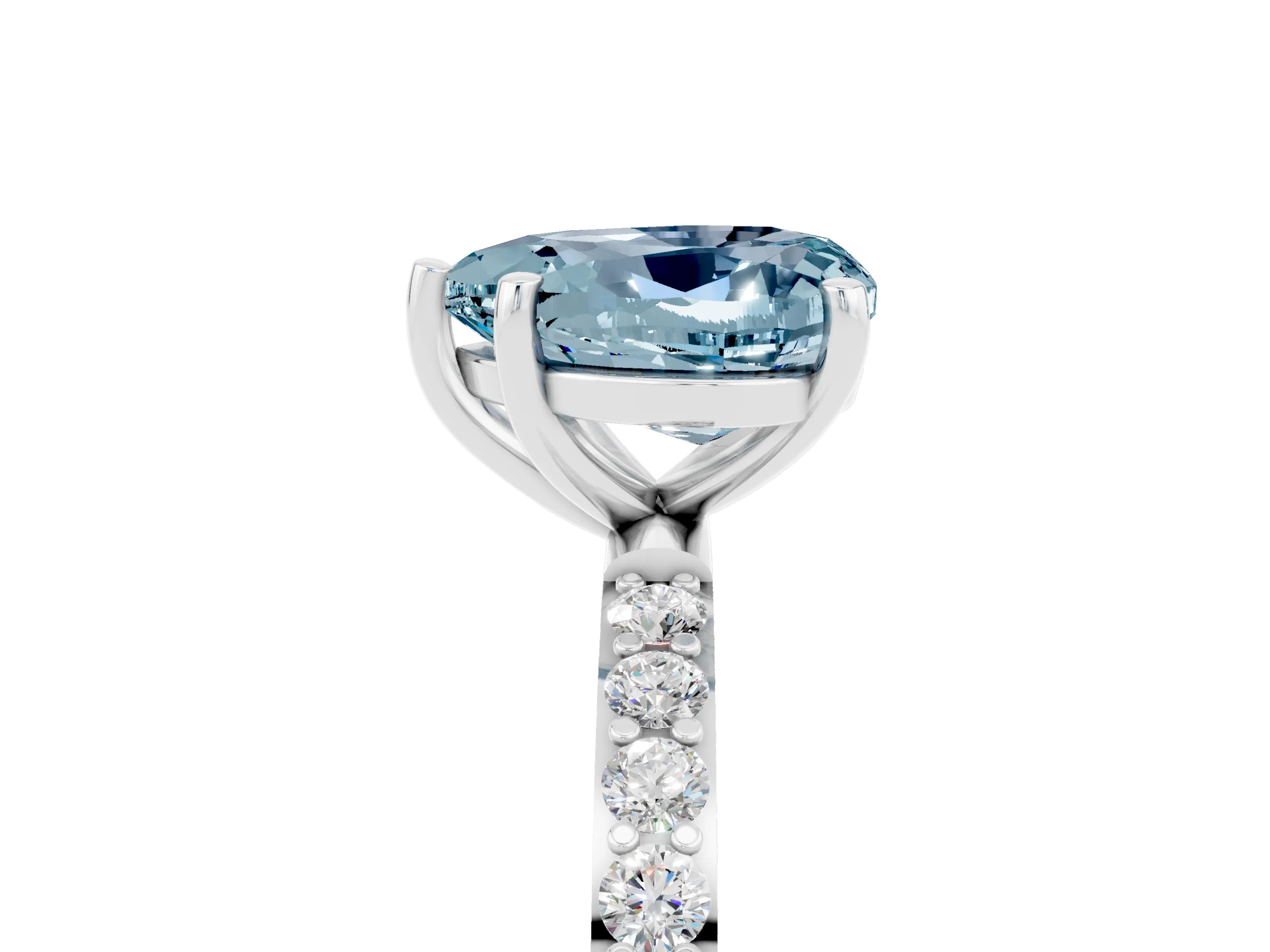 White gold Heart Cut Diamond Pavé Band with Six-Prong Setting_5
