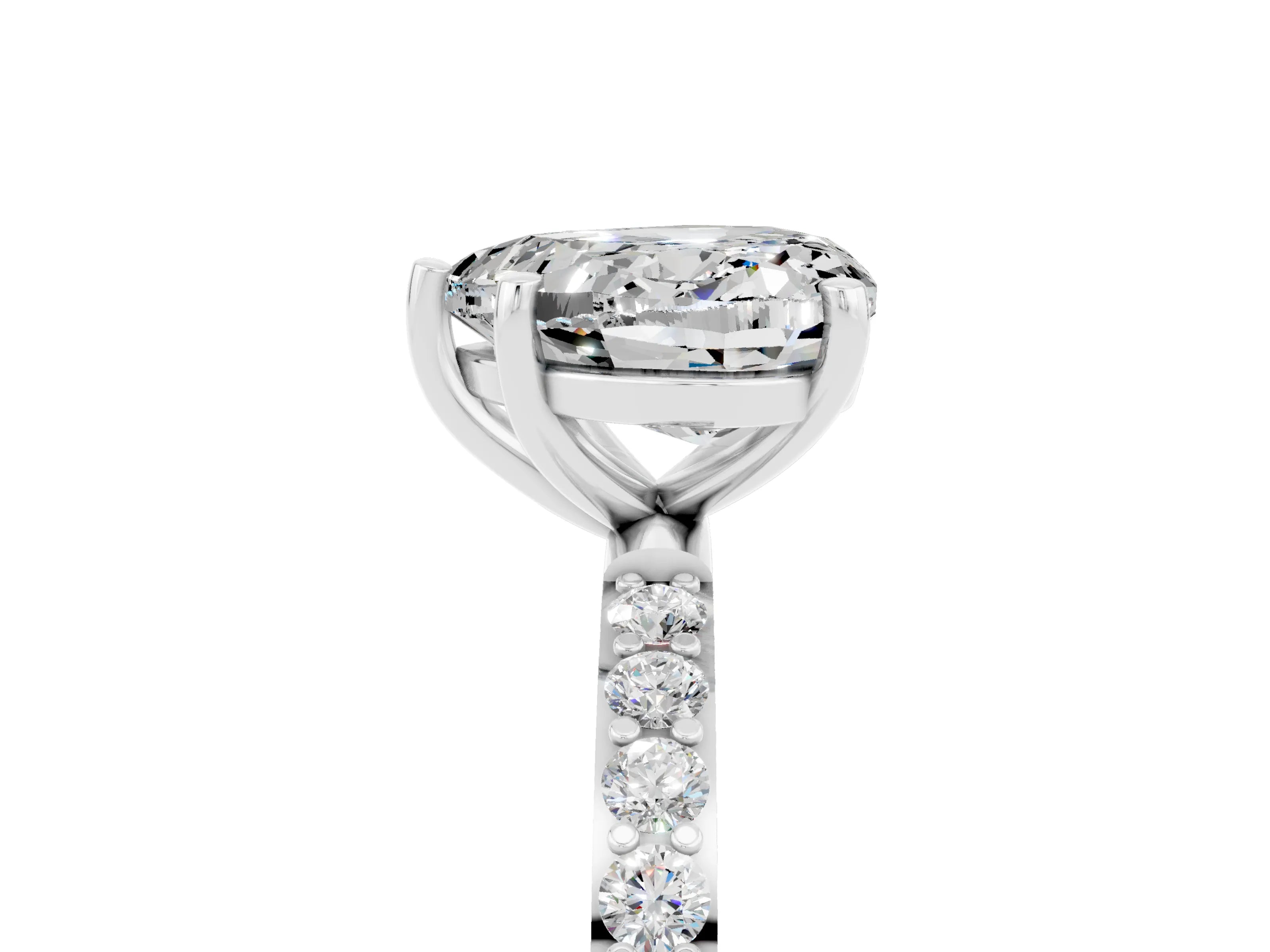 White gold Heart Cut Diamond Pavé Band with Six-Prong Setting_5