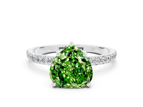 White gold Heart Cut Diamond Pavé Band with Six-Prong Setting