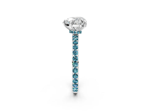 White gold Heart Cut Diamond Pavé Engagement Ring with Round with Blue Topaz side stone Accents and Prong Setting_38