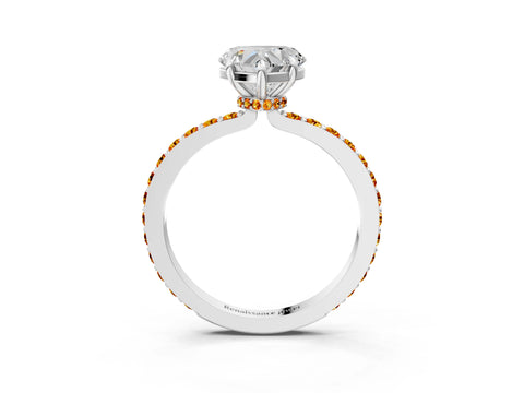 White gold Heart Cut Diamond Pavé Engagement Ring with Round with Citrine side stone Accents and Prong Setting_51