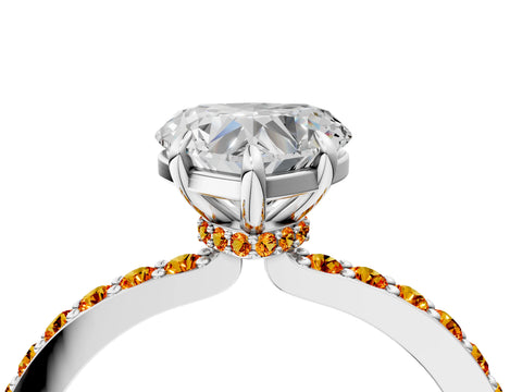 White gold Heart Cut Diamond Pavé Engagement Ring with Round with Citrine side stone Accents and Prong Setting_52