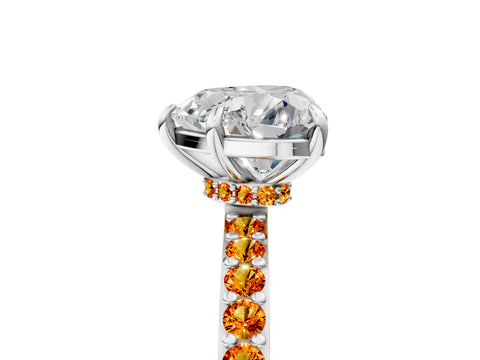 White gold Heart Cut Diamond Pavé Engagement Ring with Round with Citrine side stone Accents and Prong Setting_53