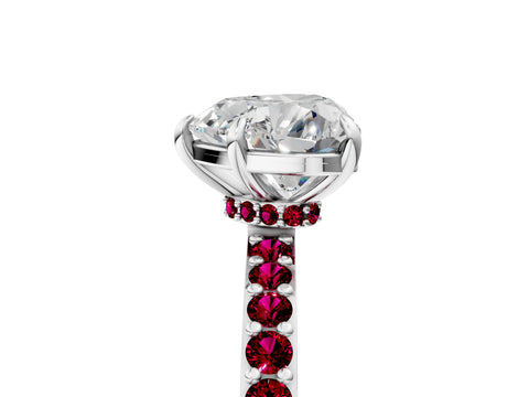 White gold Heart Cut Diamond Pavé Engagement Ring with Round with Garnet side stone Accents and Prong Setting_29