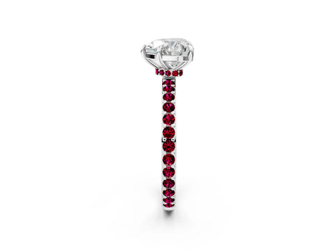 White gold Heart Cut Diamond Pavé Engagement Ring with Round with Garnet side stone Accents and Prong Setting_38