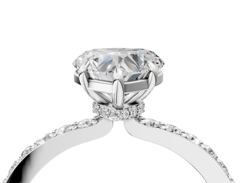 White gold Heart Cut Diamond Pavé Engagement Ring with Round with Moissanite side stone Accents and Prong Setting_16