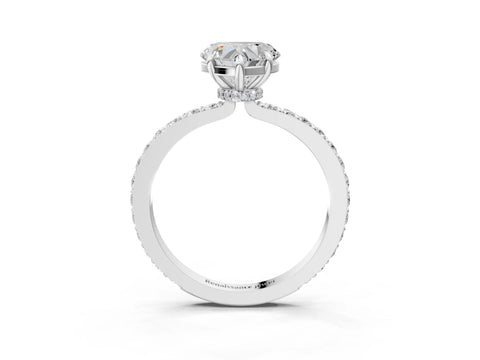 White gold Heart Cut Diamond Pavé Engagement Ring with Round with Moissanite side stone Accents and Prong Setting_3