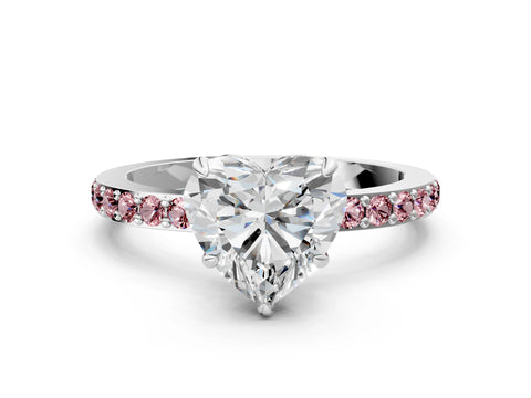 White gold Heart Cut Diamond Pavé Engagement Ring with Round with Morganite side stone Accents and Prong Setting_24