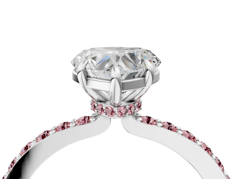 White gold Heart Cut Diamond Pavé Engagement Ring with Round with Morganite side stone Accents and Prong Setting_28