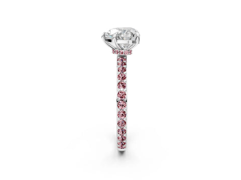 White gold Heart Cut Diamond Pavé Engagement Ring with Round with Morganite side stone Accents and Prong Setting_2