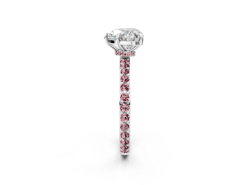 White gold Heart Cut Diamond Pavé Engagement Ring with Round with Morganite side stone Accents and Prong Setting_38