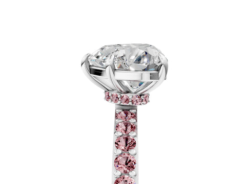 White gold Heart Cut Diamond Pavé Engagement Ring with Round with Morganite side stone Accents and Prong Setting_5