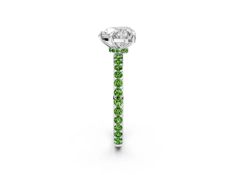 White gold Heart Cut Diamond Pavé Engagement Ring with Round with Peridot side stone Accents and Prong Setting_14
