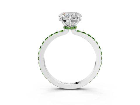 White gold Heart Cut Diamond Pavé Engagement Ring with Round with Peridot side stone Accents and Prong Setting_15