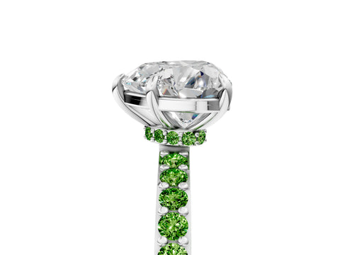 White gold Heart Cut Diamond Pavé Engagement Ring with Round with Peridot side stone Accents and Prong Setting_17